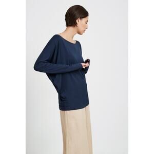 Marcella Womens Designer Navy Blue Katie Seamless Shirt Top Small